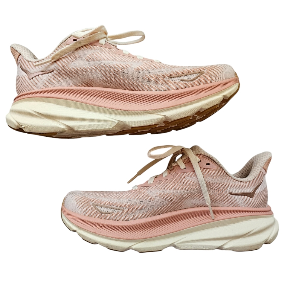 Hoka Clifton 9 Size 8 Women Run Walk Sneaker Pink Sandstone Cream - Picture 5 of 9